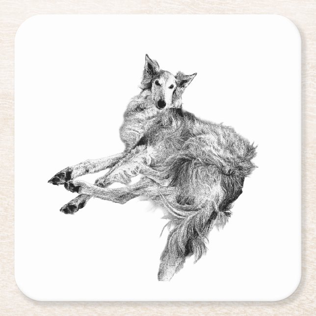 Soft Pause – Silken Windhound Rechteckiger Pappuntersetzer (Vorderseite)