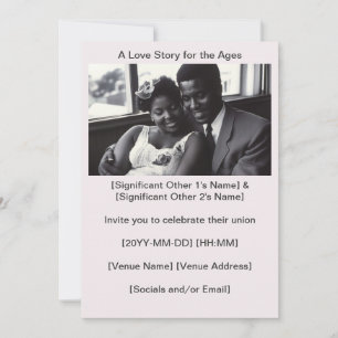 Soft Peach 1960s Saisons of Black Love Invitation