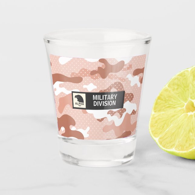 Soft Peach Camouflage Military Shot Glass Schnapsglas (Vorderseite)