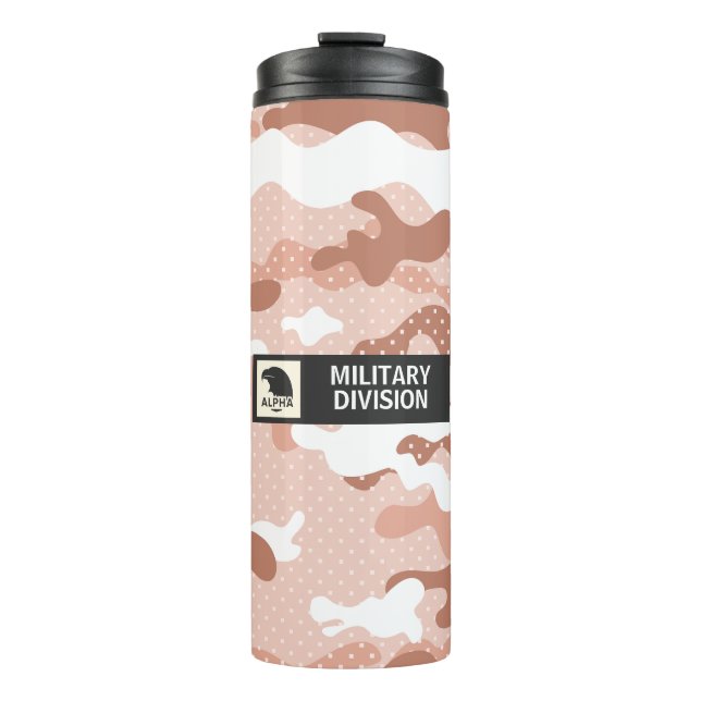 Soft Peach Camouflage Pattern Thermosbecher (Vorderseite)
