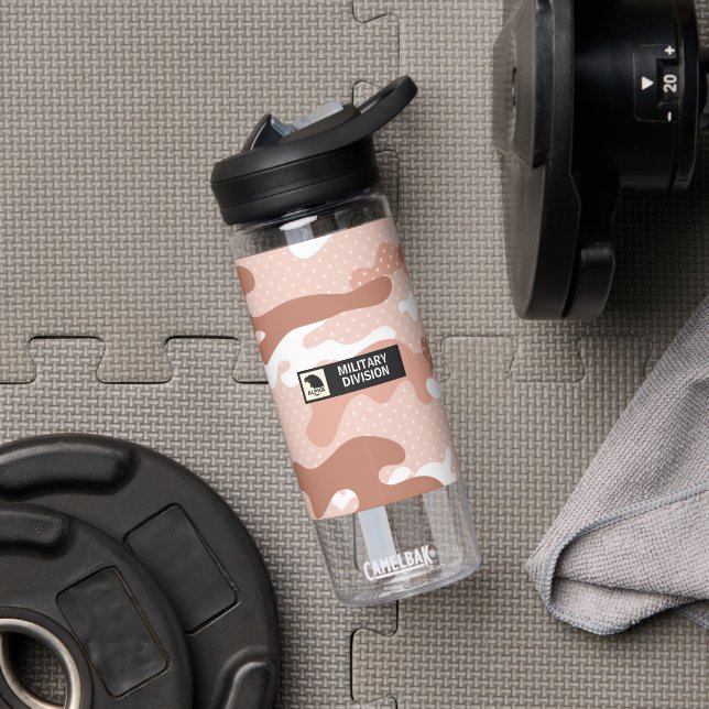 Soft Peach Camouflage Pattern Trinkflasche (Fitnessstudio (gedreht))