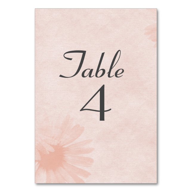 Soft Peach Daisy Table Card Tischnummer (Vorderseite)