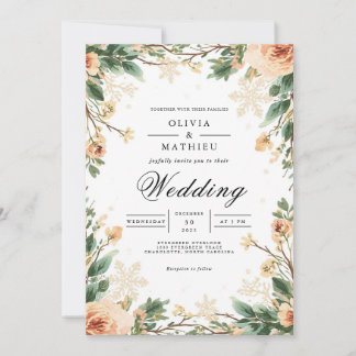 Soft Peach Floral Arch Romance Hochzeit Einladung