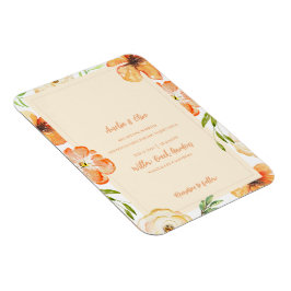 Soft Peach Floral Magnetic Wedding Invitation Magnet