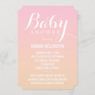 Soft Peach & Pink Baby Einladung