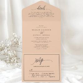 Soft Peach Simple Modern Script All In One Einladung