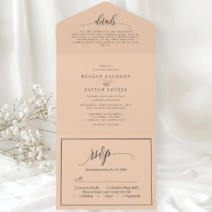 Soft Peach Simple Modern Script All In One Einladung