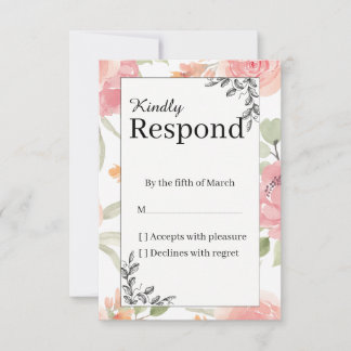 Soft Peach Spring Garden Wedding RSVP Karte