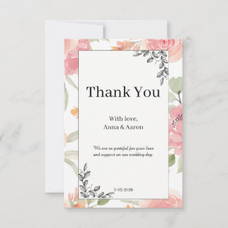 Soft Peach Spring Garden Wedding Thank You  Dankeskarte