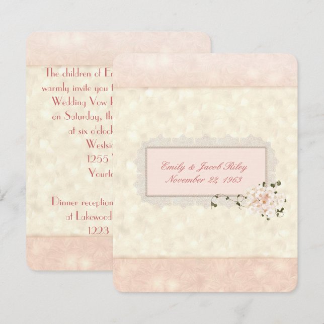 Soft Peach Wedding Vow Erneuerung Einladung (Vorne/Hinten)