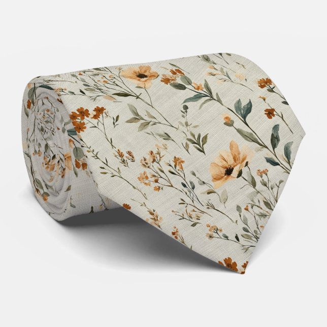 Soft Peach Wildblume Elegante Hochzeit mit florale Krawatte (Gerollt)