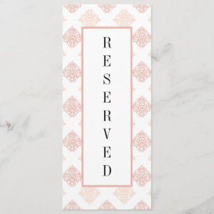 Soft Peachy Blush Damask Reserviert Stuhl Menükarte