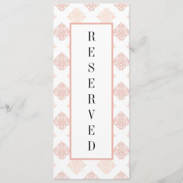 Soft Peachy Blush Damask Reserviert Stuhl Menükarte