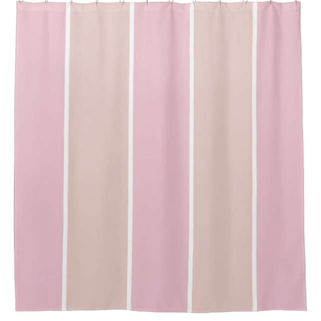 Soft Pink and Beige Vertical Stripe Pattern Duschvorhang (Vorderseite)