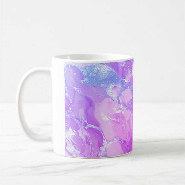 Soft Pink and Silver Marble-Like Pattern Kaffeetasse (Links)