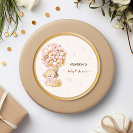 Soft Pink Baby Girl Teddy Bear Runder Aufkleber