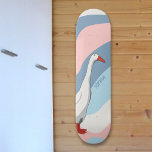 Soft Pink & Blue Niedlich White Runner Duck Kids N Skateboard<br><div class="desc">An der Schlafzimmerwand hängen oder durch die Nachbarschaft gleiten,  macht dieses niedliche,  weiße Skateboard mit farbenfrohen Wellen eine sanfte Note in Weich-Rosa und Blau. Personalisieren Sie es,  um es einzigartig zu Ihrem eigenen zu machen!</div>