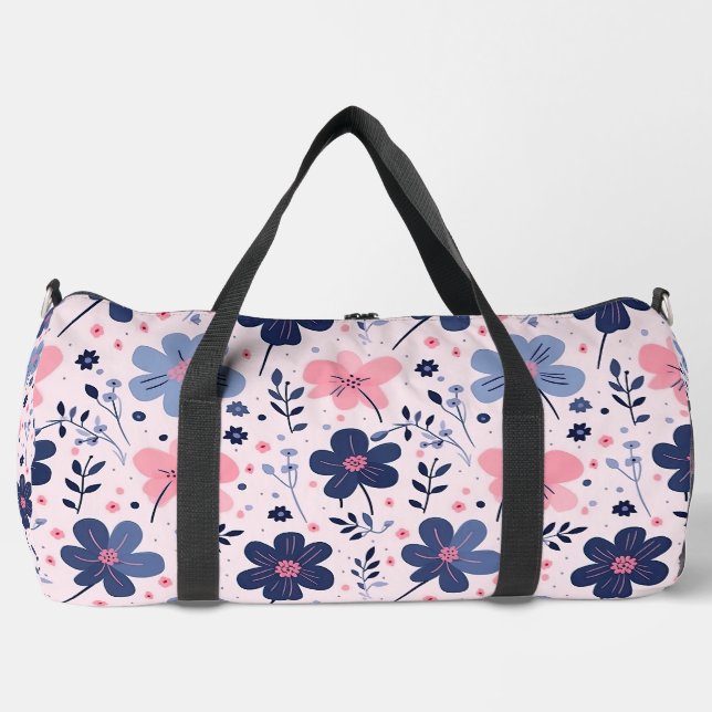 Soft Pink Blue Wildflower Meadow Aesthetic Duffle Bag (Vorderseite)