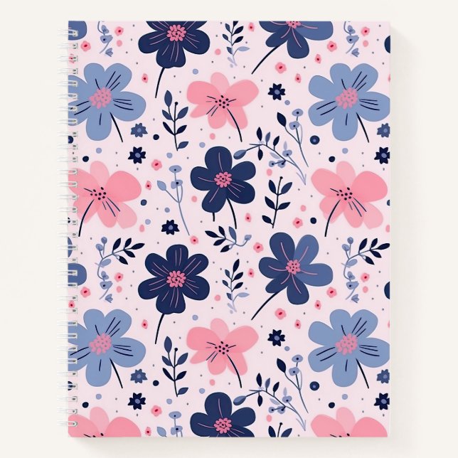 Soft Pink Blue Wildflower Meadow Aesthetic Notizbuch (Vorderseite)