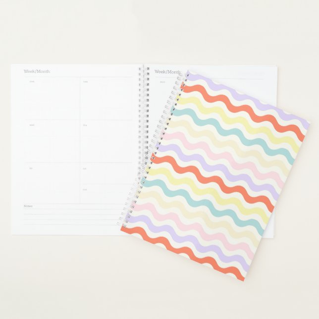 Soft Pink Blue Yellow Wavy Stripes Aesthetic Nurse Planer (Anzeige)