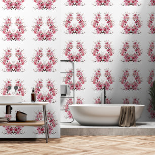 Soft Pink Blume Symmetrie Badezimmer Schlafzimmer Tapete