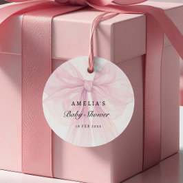 Soft Pink Blush Bow Baby Girl Favor Tags Geschenkanhänger