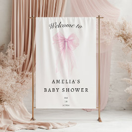 Soft Pink Blush Bow Baby Girl Shower Banner