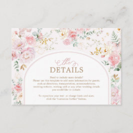 Soft Pink Blush Floral Roses Greenery Details Begleitkarte