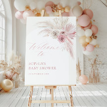 Soft Pink Boho Arch Girl Babydusche Begrüßung