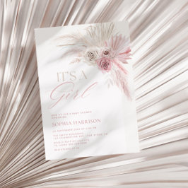 Soft Pink Boho Arch Girl Babydusche Einladung