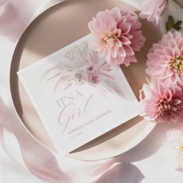 Soft Pink Boho Arch Girl Babydusche Serviette