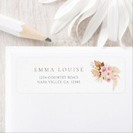 Soft Pink Boho Pampas Grass Address Label