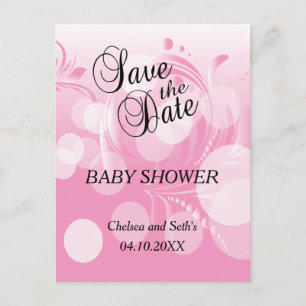 Soft Pink Bokeh Florid Baby Girl Shower Ankündigungspostkarte