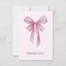 Soft Pink Bow Girl Baby Shower Dankeskarte