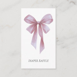 Soft Pink Bow Girl Baby Shower Diaper Raffle Begleitkarte