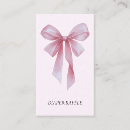 Soft Pink Bow Girl Baby Shower Diaper Raffle Begleitkarte