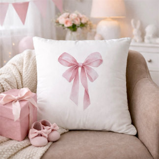 Soft Pink Bow Girl Baby Shower Kissen