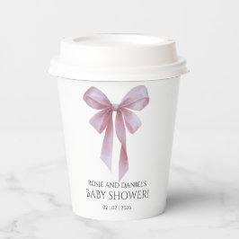 Soft Pink Bow Girl Baby Shower Pappbecher