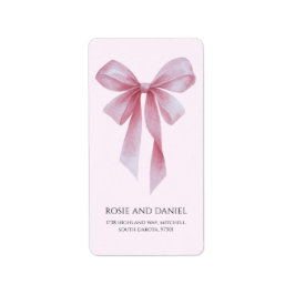 Soft Pink Bow Girl Baby Shower Return Address Adressaufkleber