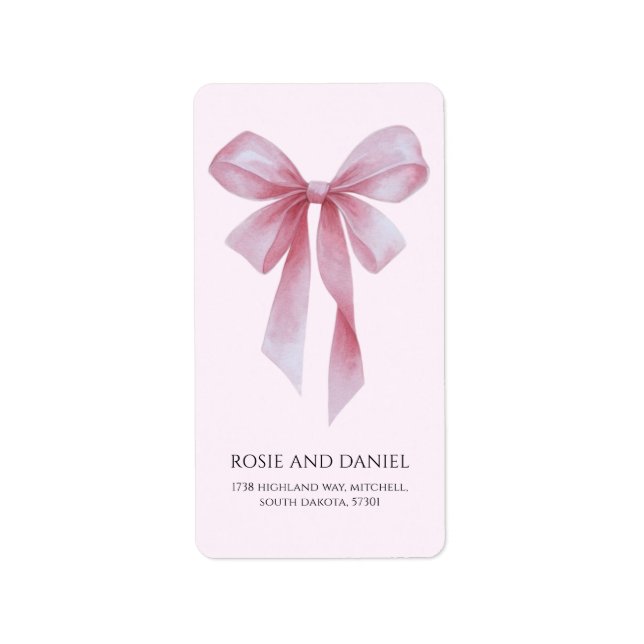 Soft Pink Bow Girl Baby Shower Return Address Adressaufkleber (Vorne)