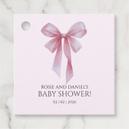 Soft Pink Bow Girl Baby Shower Welcome Geschenkanhänger