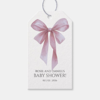 Soft Pink Bow Girl Baby Shower Welcome Geschenkanhänger