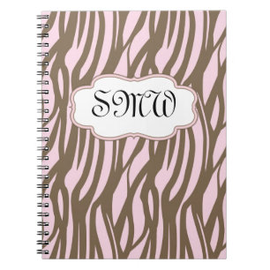 Soft Pink + Brown Monogram Frame Journal Notebook Notizblock