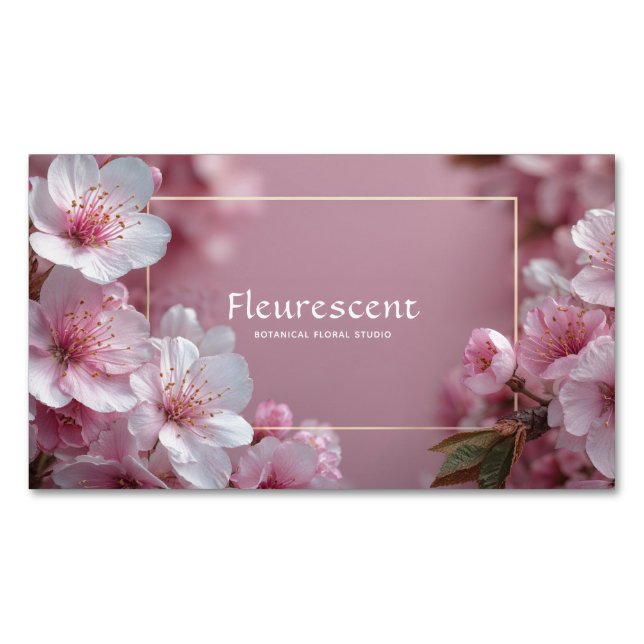 Soft Pink Cherry Blossom Modern Bokeh Magnetische Visitenkarte (Vorderseite)