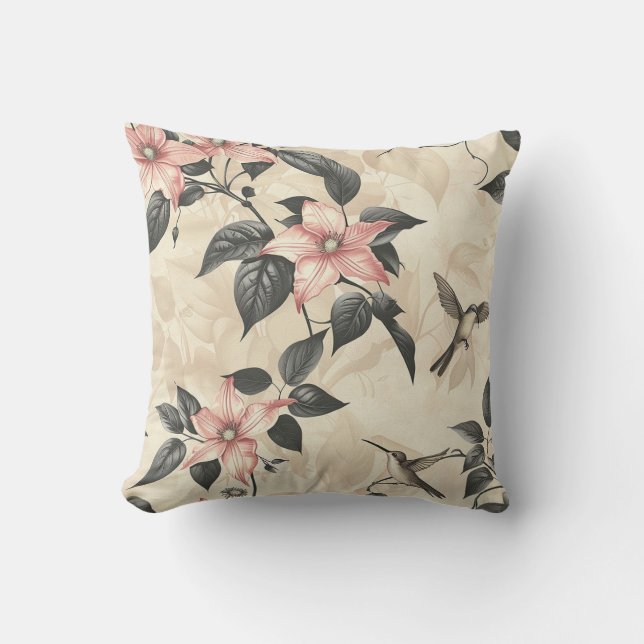 Soft Pink Clematis Blossom Liana Garden Pflanze Kissen (Vorderseite)