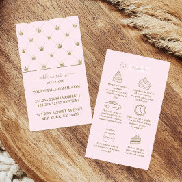 Soft Pink Crown Elegantn Cake Care Visitenkarte