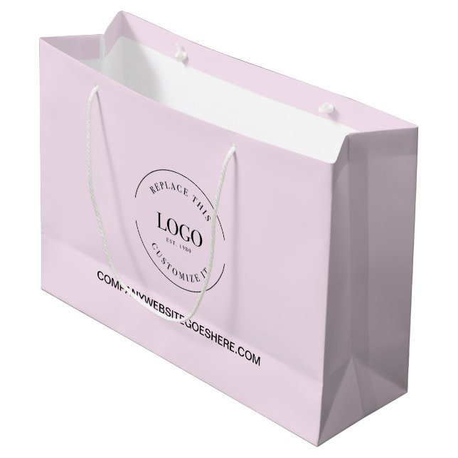 Soft Pink Custom Business Website Ihr Logo Große Geschenktüte (Vorderseite Schrägansicht)