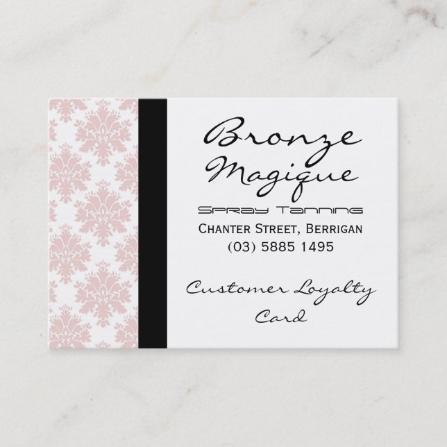 Soft Pink Damask Geschäftskunden-Treuekarten Treuekarte (Vorderseite)