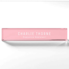 Soft Pink Desk Nameplate with Name and Job Title Namensplakette