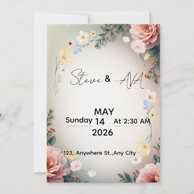 Soft Pink Elegant Wedding Invitation (Devant)